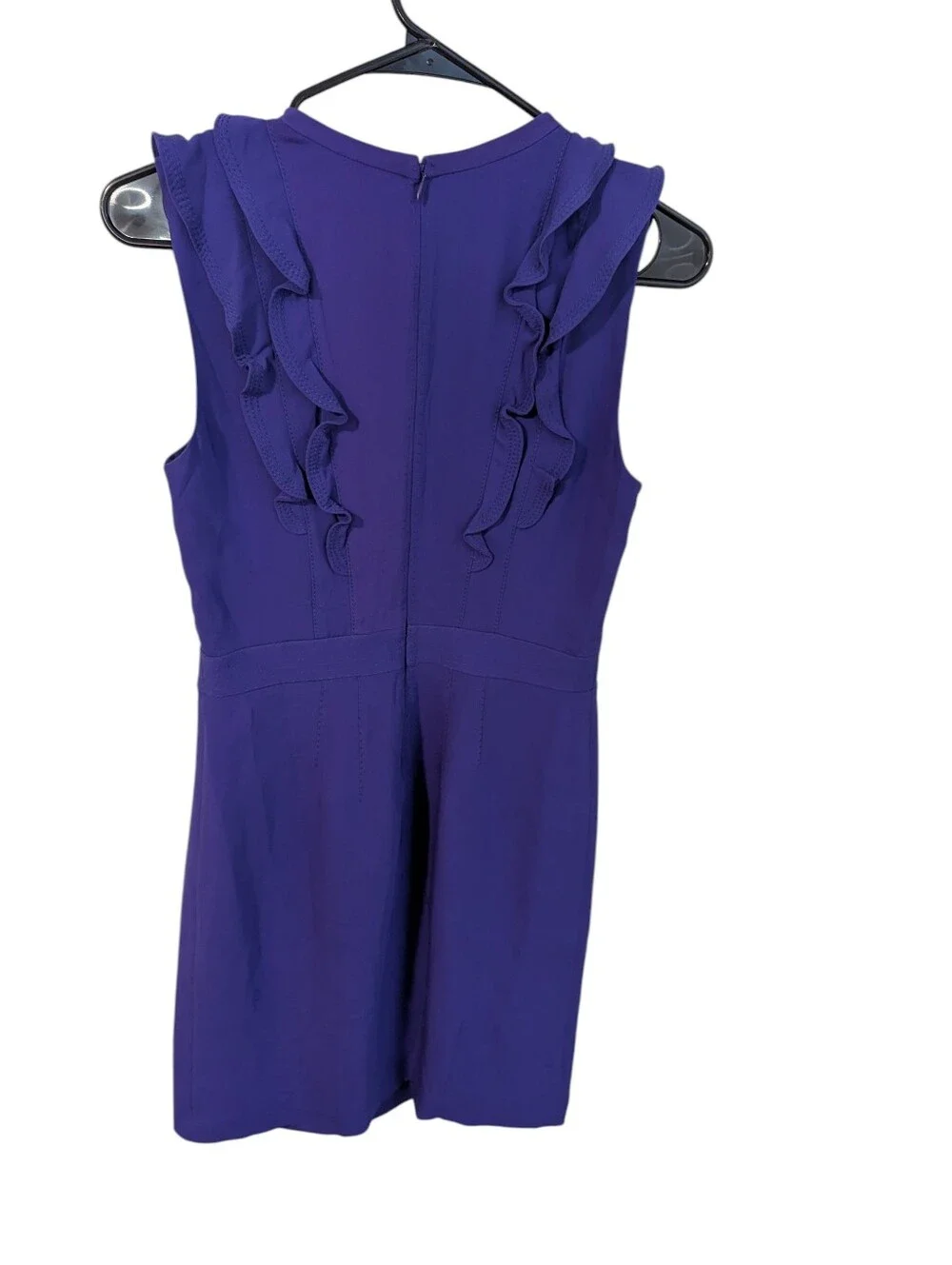 Tory Burch,Sleeveless Silk Purple Ruffle Front Dress, Size 2